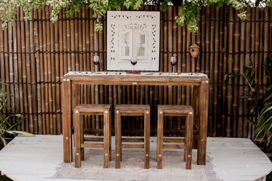 Sturdy bar table & stool set - Black - Cosy Abode