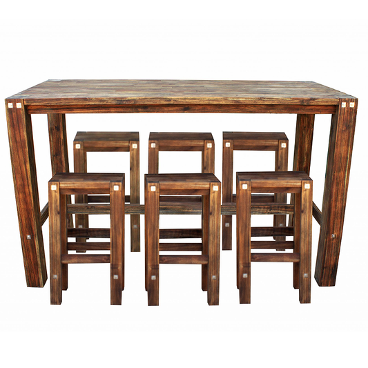 Sturdy bar table Black and 6 bar stools - Cosy Abode