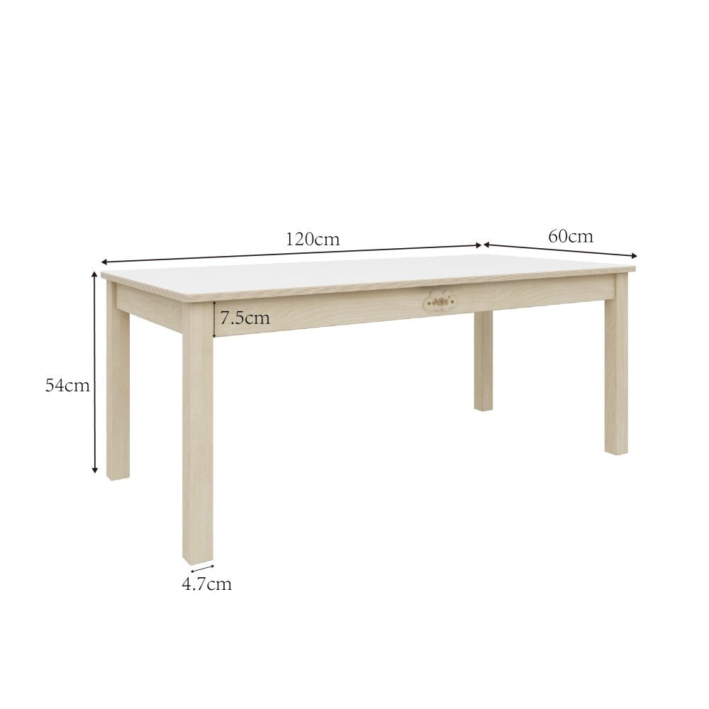 Jooyes Kids Birch and White Rectangular Table - H54cm - Cosy Abode