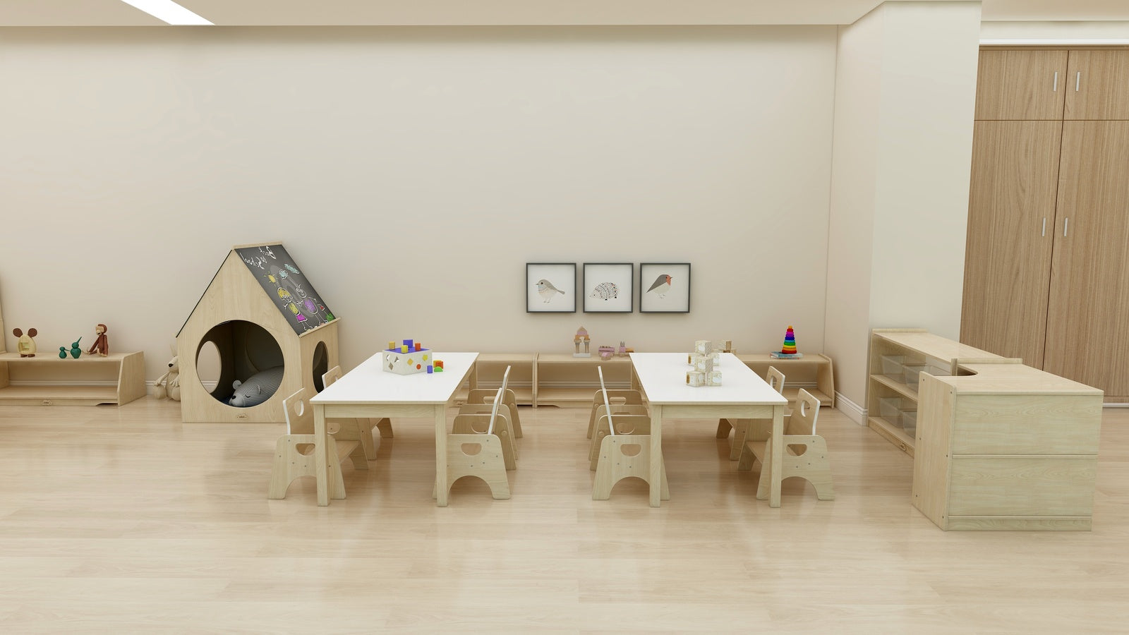 Jooyes Kids Birch and White Rectangular Table - H54cm - Cosy Abode