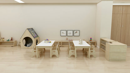 Jooyes Kids Birch and White Rectangular Table - H58cm - Cosy Abode