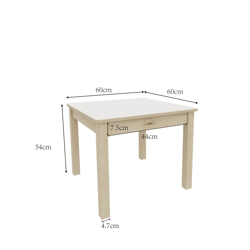 Jooyes Kids Birch and White Square Table - H58cm - Cosy Abode