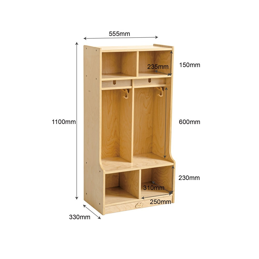 Jooyes Commercial Grade Preschool Coat Locker With Shelves - 2 Sections - Cosy Abode