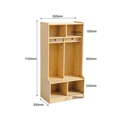 Jooyes Commercial Grade Preschool Coat Locker With Shelves - 2 Sections - Cosy Abode