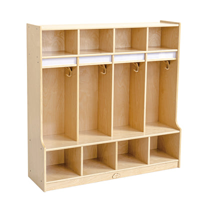 Jooyes Commercial Grade Preschool Coat Locker With Shelves - 4 Sections - Cosy Abode