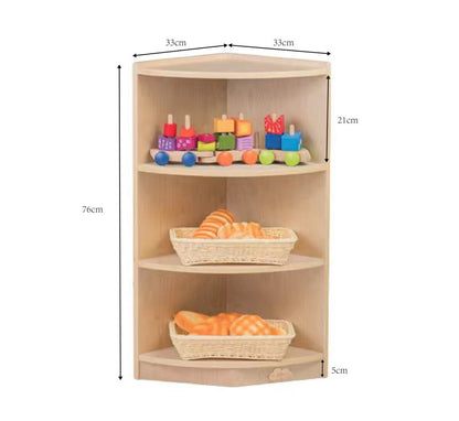 Jooyes Kids 3 Tier Corner Shelf Wooden Storage Cabinet - Cosy Abode