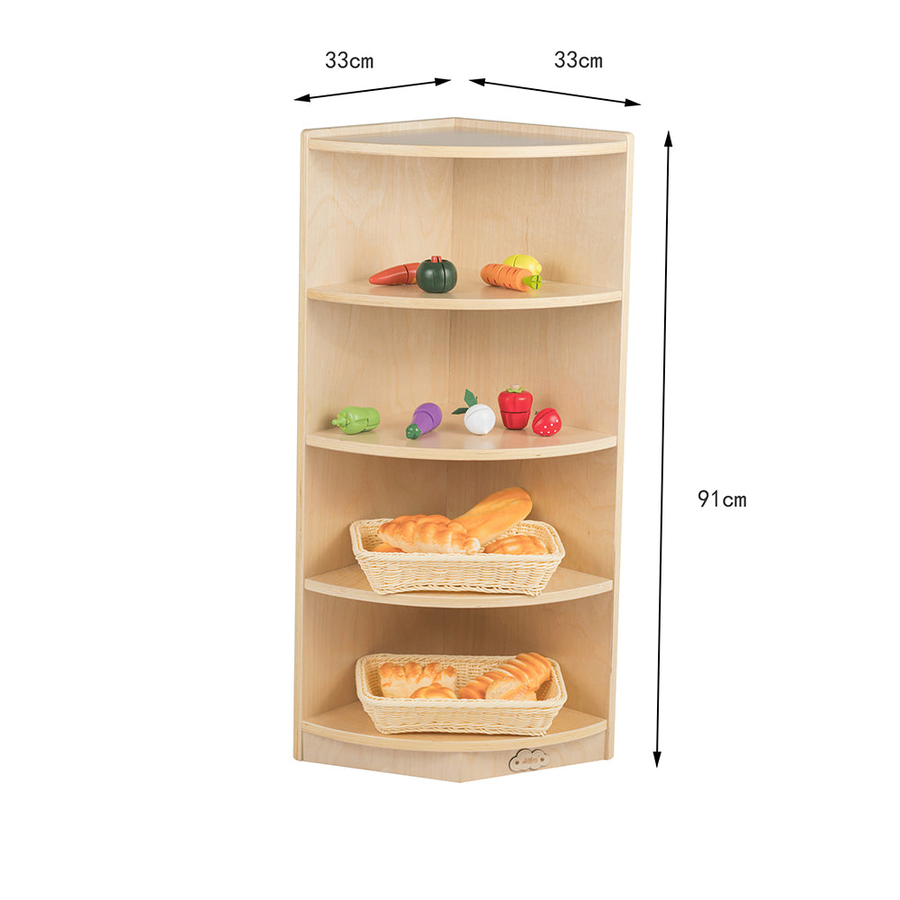 Jooyes Kids 4 Tier Corner Shelf Wooden Storage Cabinet - Cosy Abode