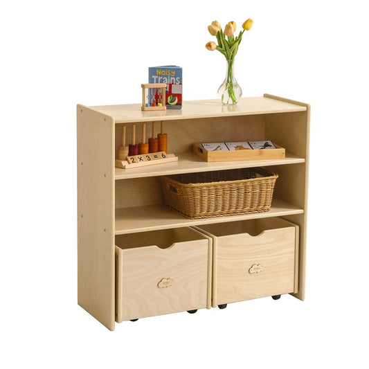 Jooyes Kids 2 Shelf Storage Cabinet with Pull Out Drawers - H76cm - Cosy Abode