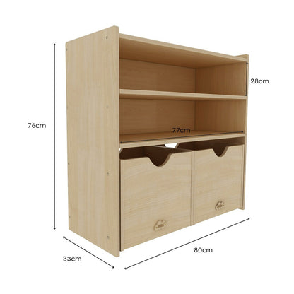 Jooyes Kids 2 Shelf Storage Cabinet with Pull Out Drawers - H76cm - Cosy Abode