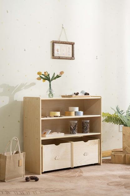 Jooyes Kids 2 Shelf Storage Cabinet with Pull Out Drawers - H76cm - Cosy Abode