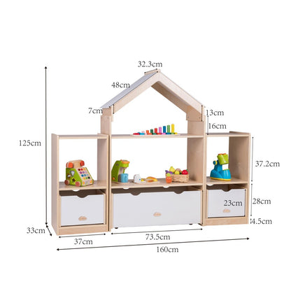 Jooyes Kids Room Divider Bookcase Display Unit With Drawer - Cosy Abode