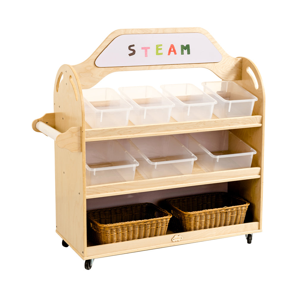 Jooyes STEAM Trolley 3-in-1 Mobile Shelf Cabinet With 9 Storage Boxes - Cosy Abode