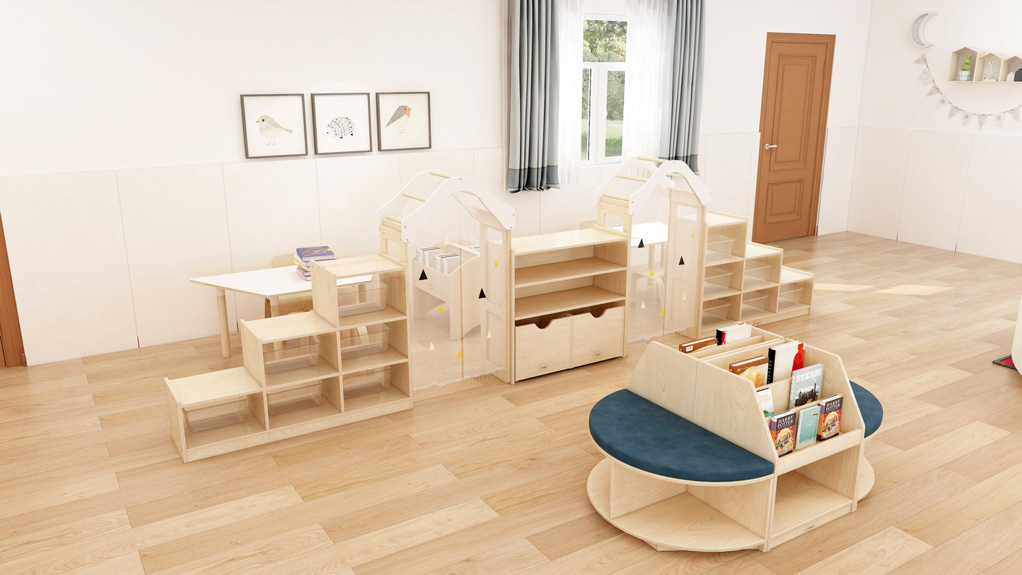 Jooyes Kids Wooden Reading Island Bookcase - Blue - Cosy Abode