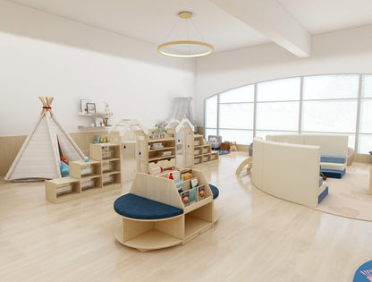 Jooyes Kids Wooden Reading Island Bookcase - Blue - Cosy Abode
