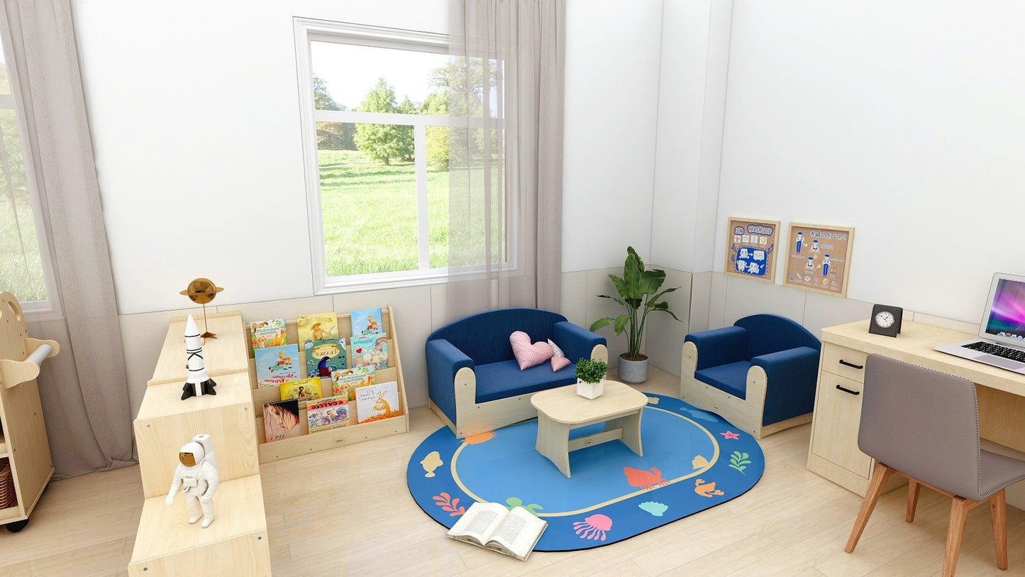 Jooyes Kids 4 Tier Wooden Display Bookcase - Single Side - Cosy Abode