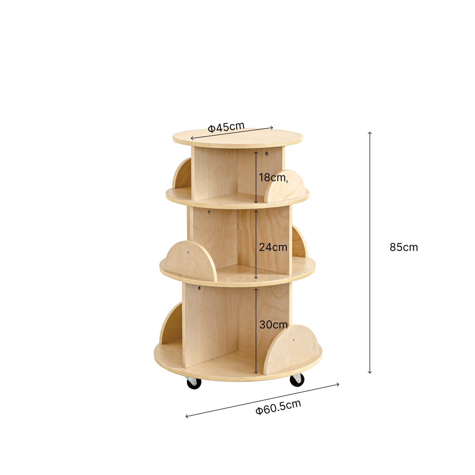 Jooyes Kids Rotating Wooden Display Bookcase With Castors - Cosy Abode