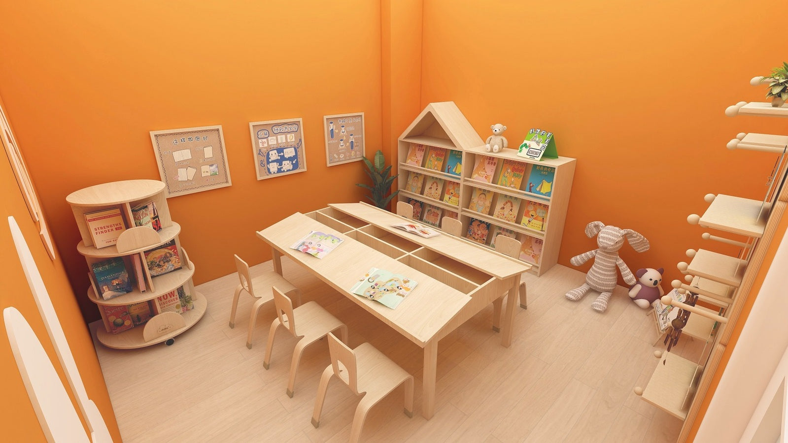 Jooyes Kids Rotating Wooden Display Bookcase With Castors - Cosy Abode