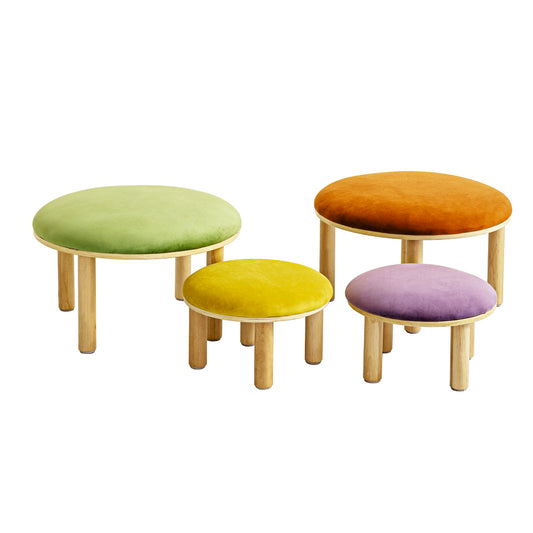 Jooyes Kids 4 Colour Round Velvet Ottoman Set of 4 - Cosy Abode