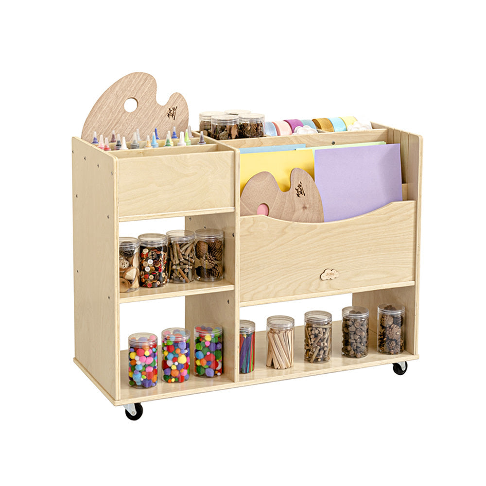 Jooyes Wooden Art Craft Material Storage Cabinet Trolley - Cosy Abode