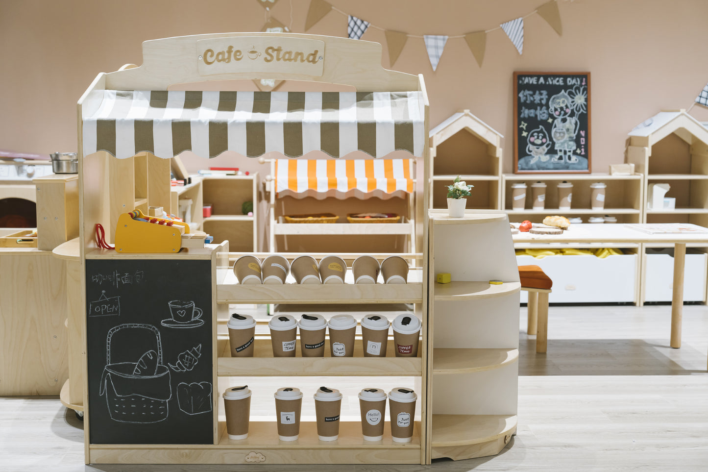 Jooyes Kids Role Play Cafe Stand Food Store Grocery Store - H133cm - Cosy Abode