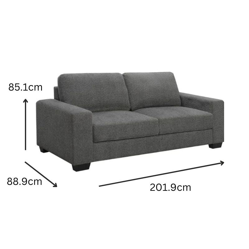 Brooks 3 Seater Fabric Sofa Elephant Grey - Cosy Abode