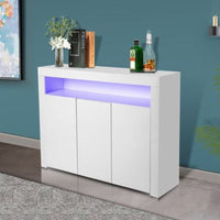 LED High Gloss White Buffet Kitchen Cabinet Sideboard Cupboard White - Cosy Abode
