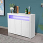 LED High Gloss White Buffet Kitchen Cabinet Sideboard Cupboard White - Cosy Abode