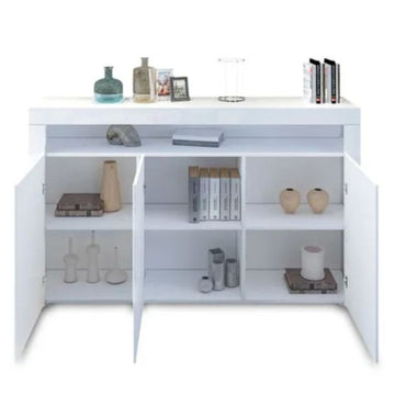 LED High Gloss White Buffet Kitchen Cabinet Sideboard Cupboard White - Cosy Abode