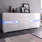 Buffet Sideboard Cabinet High Gloss RGB LED Storage Cupboard with 2 Doors & 4 Drawers White - Cosy Abode