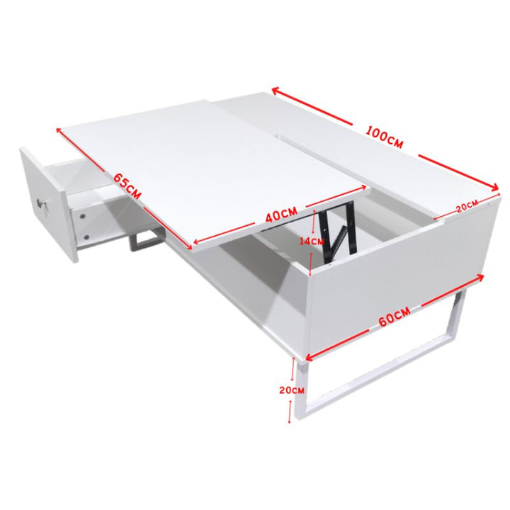 Lift Up White Coffee Table With Storage - Cosy Abode