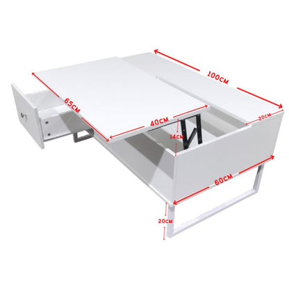 Lift Up White Coffee Table With Storage - Cosy Abode