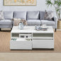 High Gloss White LED Coffee Table With 4 Drawers - Cosy Abode