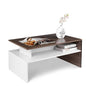 Modern White And Brown Wooden Coffee Table With Shelf - Cosy Abode