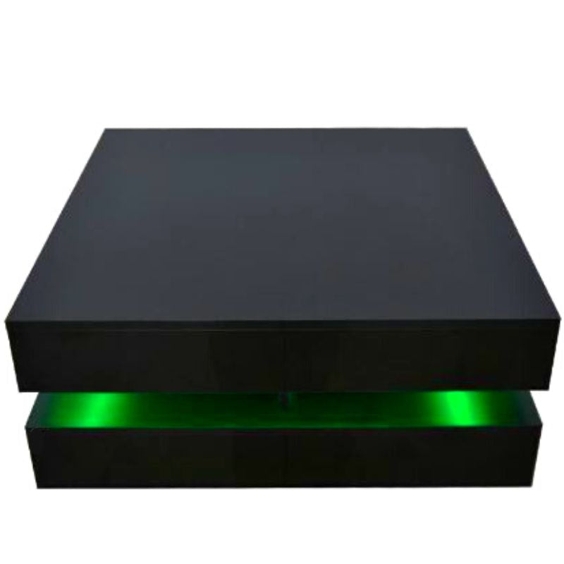 Modern Large High Gloss Coffee Table With LED Lights Black - Cosy Abode
