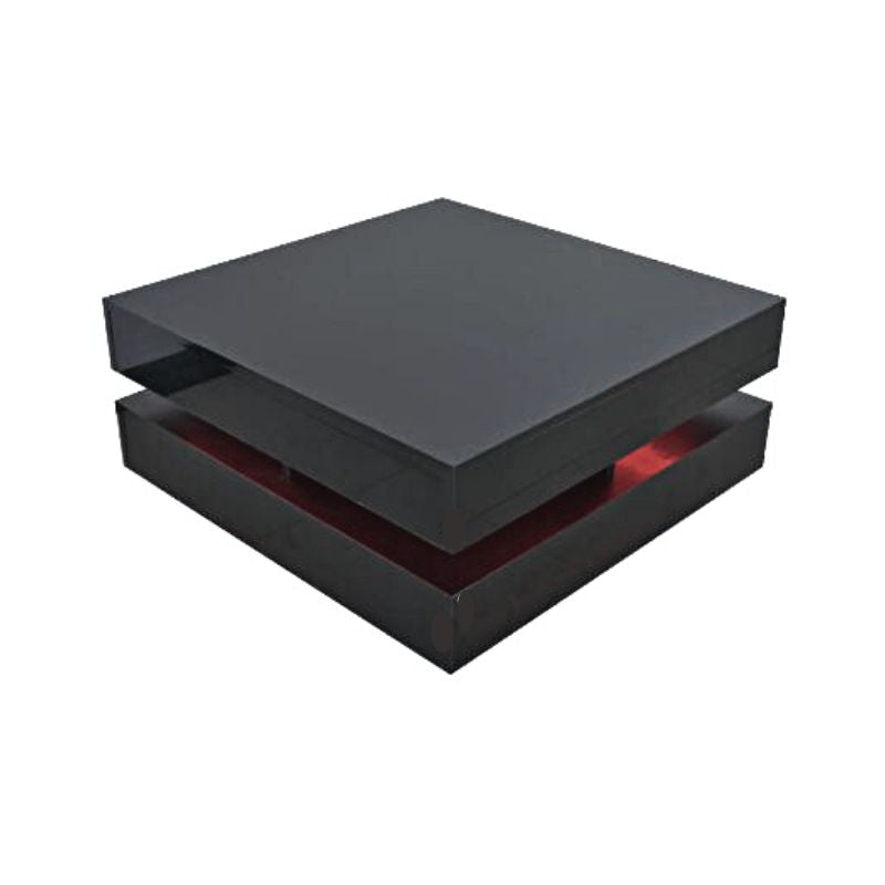 Modern Large High Gloss Coffee Table With LED Lights Black - Cosy Abode