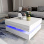 Modern Large High Gloss Coffee Table With LED Lights White - Cosy Abode