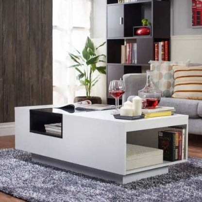 Modern Storage Coffee Table in White and Black 120CM - Cosy Abode