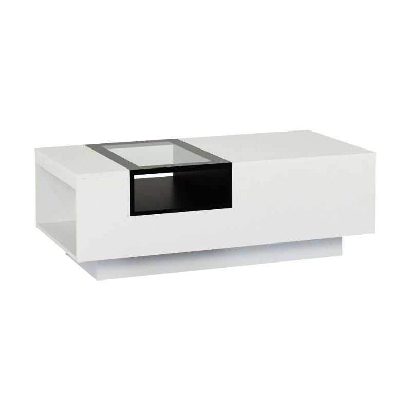 Modern Storage Coffee Table in White and Black 120CM - Cosy Abode