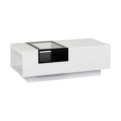 Modern Storage Coffee Table in White and Black 120CM - Cosy Abode