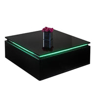 LED Lights High Gloss Coffee Table with Storage - Black - Cosy Abode