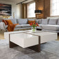 Vintage Elegant White and Brown Criss Cross Coffee Table - Cosy Abode