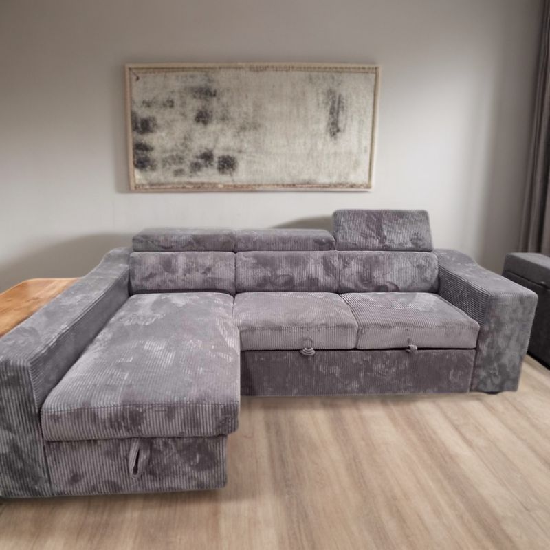 Comfort Sleeper: Stylish Fabric Sofa Bed for Cozy Living Dark Grey - Left - Cosy Abode