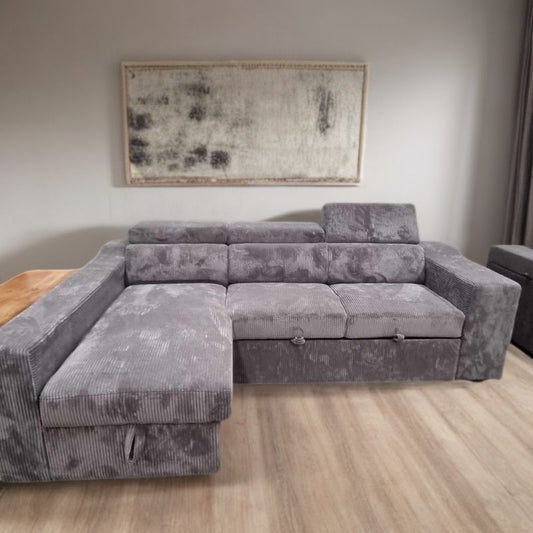 Comfort Sleeper: Stylish Fabric Sofa Bed for Cozy Living Dark Grey - Left - Cosy Abode