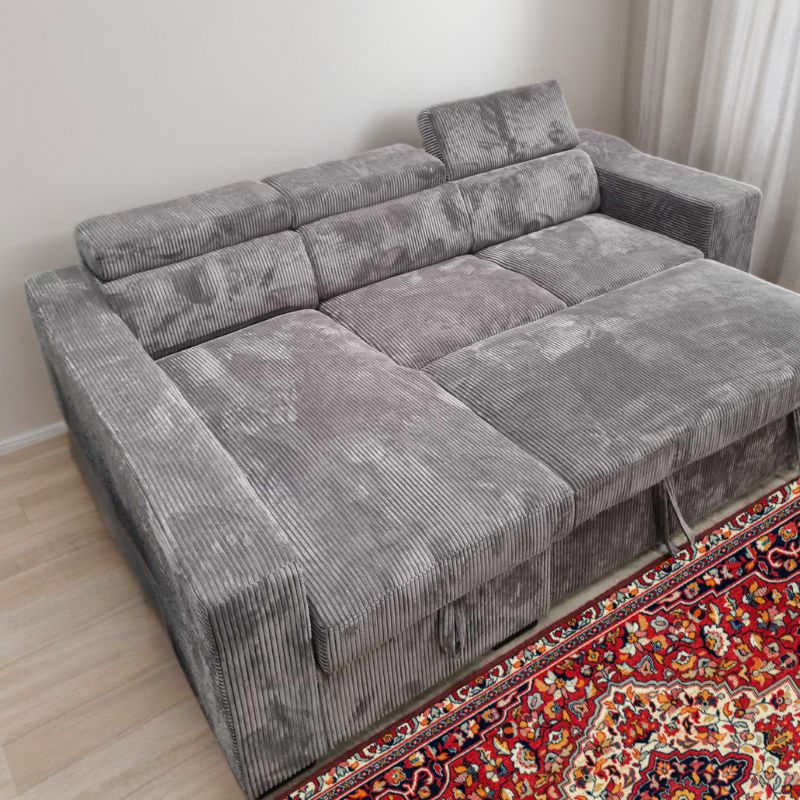 Comfort Sleeper: Stylish Fabric Sofa Bed for Cozy Living Dark Grey - Left - Cosy Abode