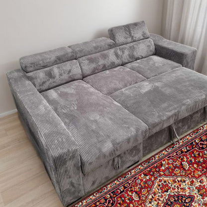 Comfort Sleeper: Stylish Fabric Sofa Bed for Cozy Living Dark Grey - Left - Cosy Abode