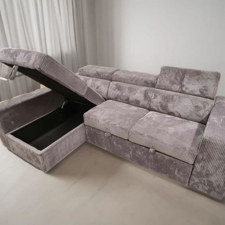 Comfort Sleeper: Stylish Fabric Sofa Bed for Cozy Living Dark Grey - Left - Cosy Abode