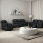 Mendel 3-Piece Super Fibre Leather Recliner Lounge Suite Black - Cosy Abode