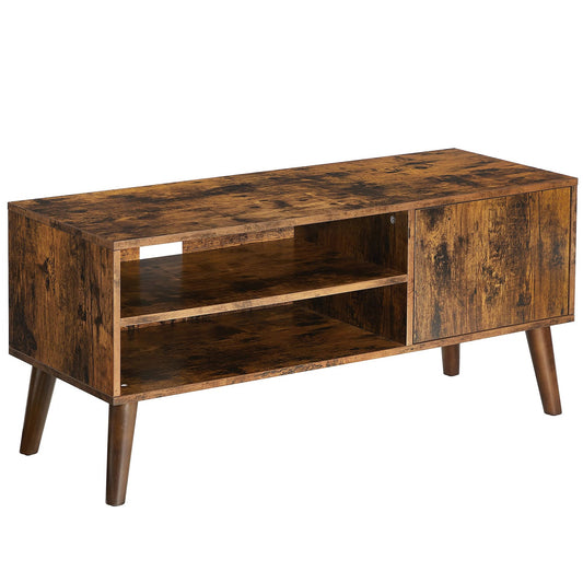 Wooden Look TV Console Stand With Storage Shelf & Cupboard - Cosy Abode
