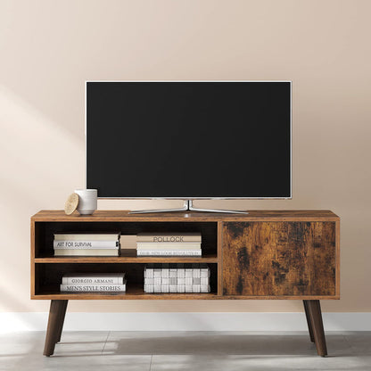 Wooden Look TV Console Stand With Storage Shelf & Cupboard - Cosy Abode