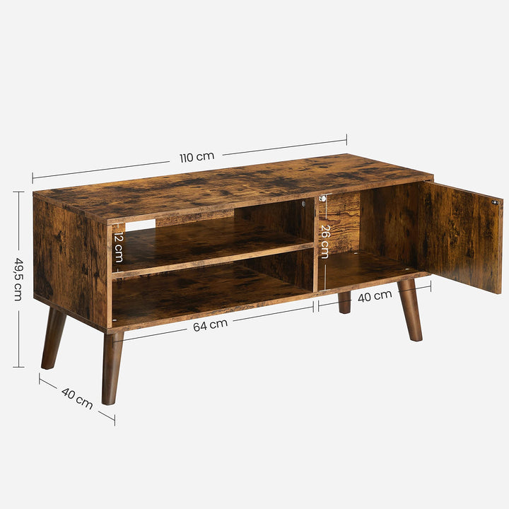 Wooden Look TV Console Stand With Storage Shelf & Cupboard - Cosy Abode